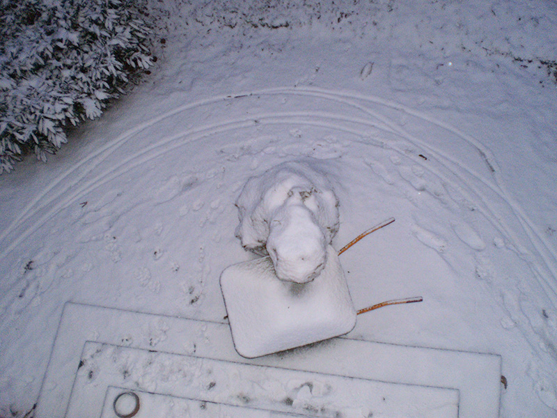 This is snow - Or rather a snowman that I build.