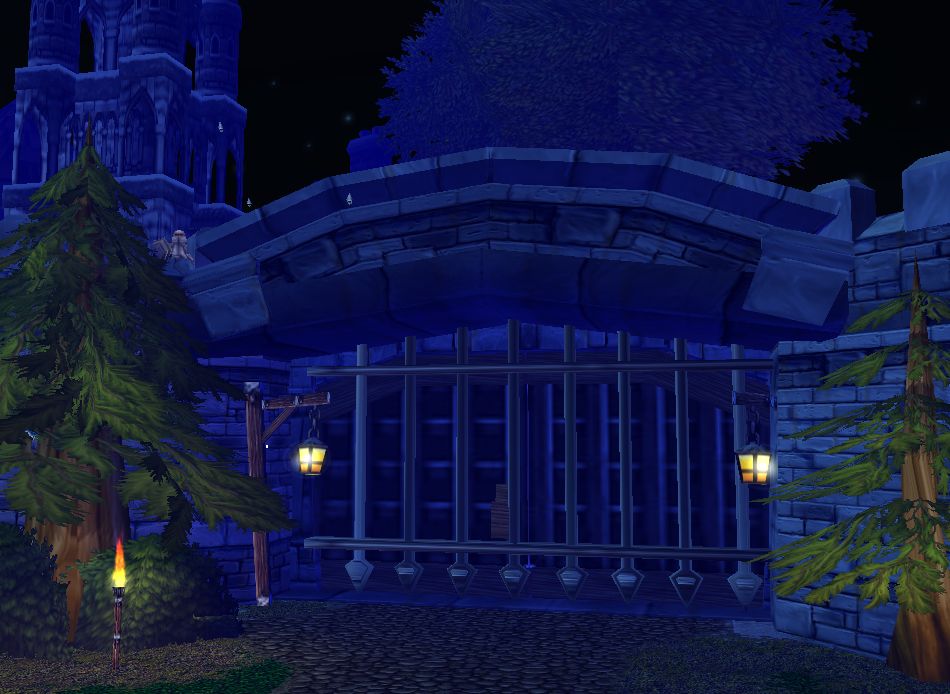 This is the entrance to the town.  If you could turn the camera directly 180 degrees from this, you will have a perfect view of the forest in which yo