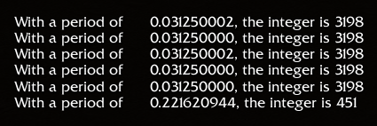 This is the test with 100 seconds.
The others were done with 20.

I still can't find differences in how the period affects the outcome.