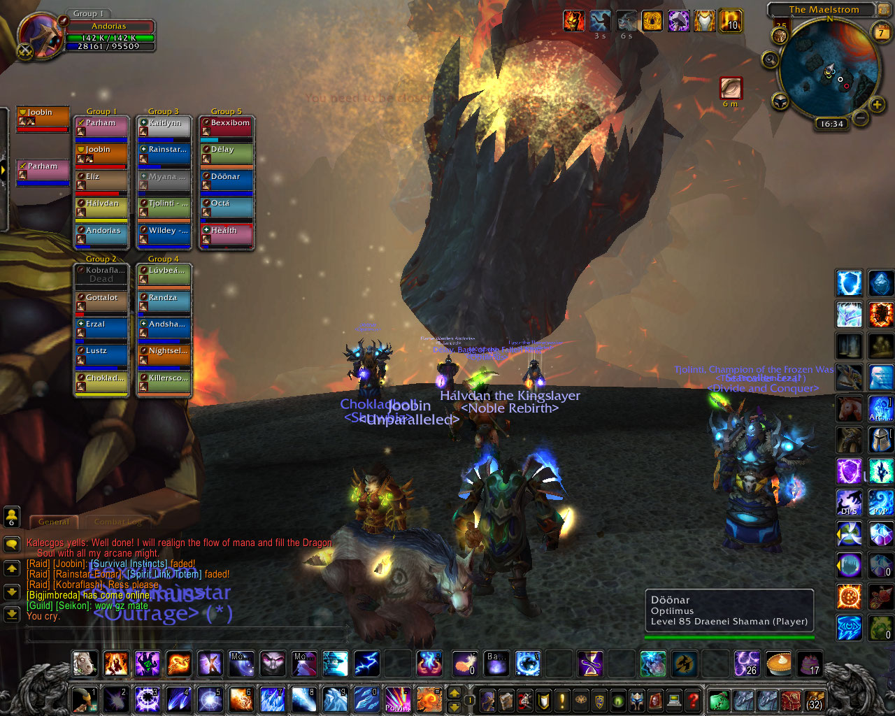 Thrall blasts Deathwing with the Dragon Soul.
