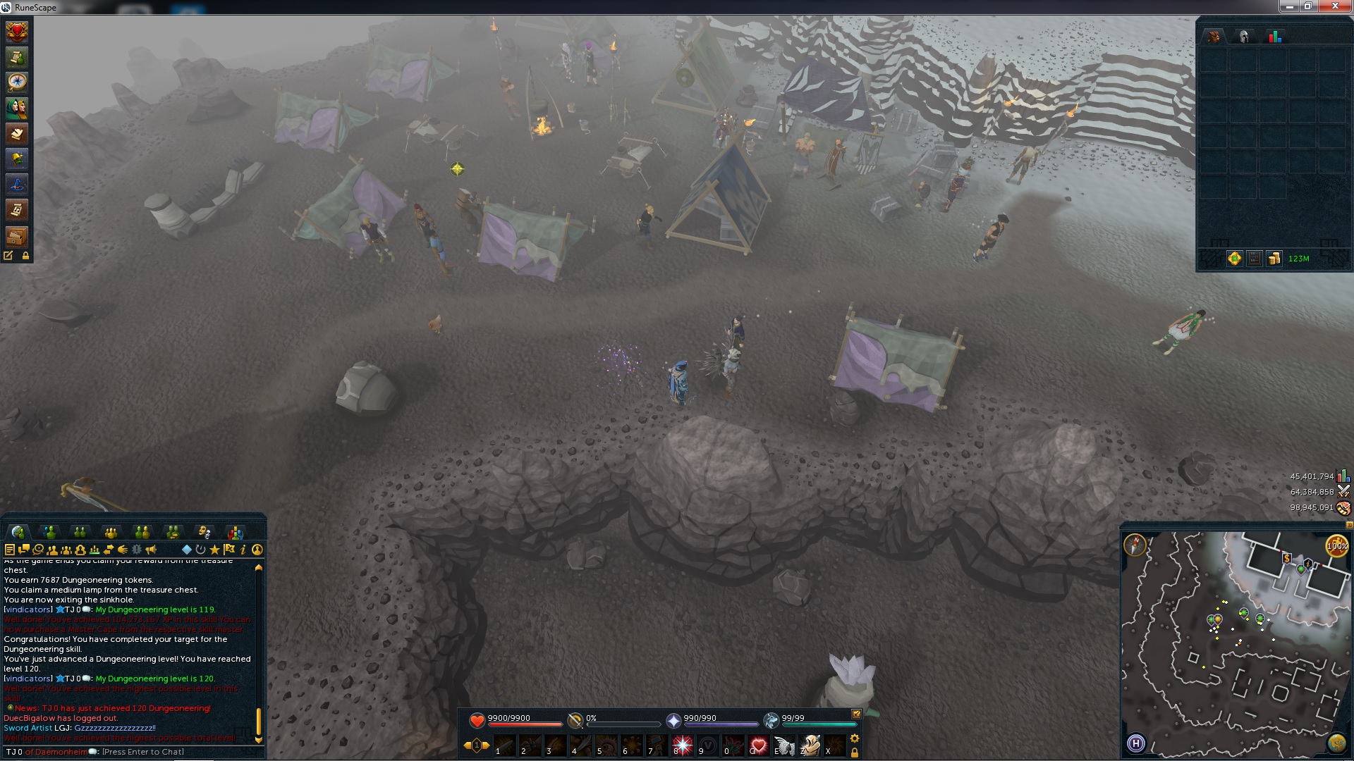 Through rubble rock and stone, the dungeoneering mastery's my own. On Christmas Eve 2014, at long last, I reached the maximum total level and mastered