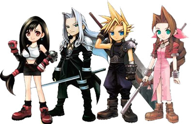 Tifa, Sephiroth, Cloud and Aerith