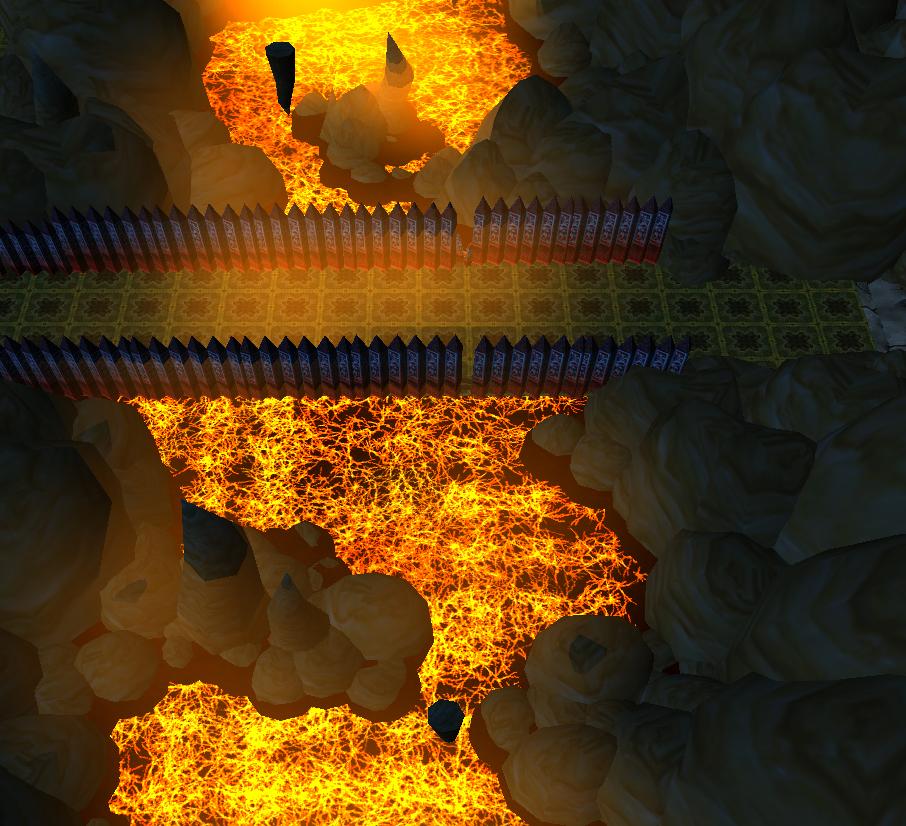 Tried making playable terrain. This is some sort of Lava River with a bridge.