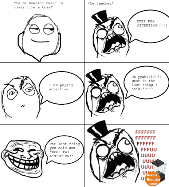 troll face meme trolling in class