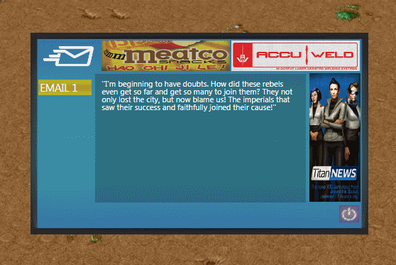 UI for optional readable Emails in Fading Zenith (WIP)