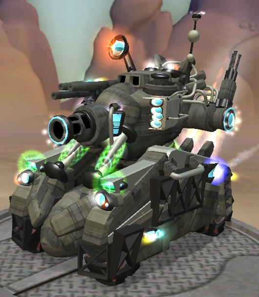 Ultimate Tank! 

Plasma Mammoth
Codename: BI7 Rhino
Original: BI1 Slug

Abilities:
Tire Jump
Tank Shock
Overrunning Wheelie
Plasma Charge
V