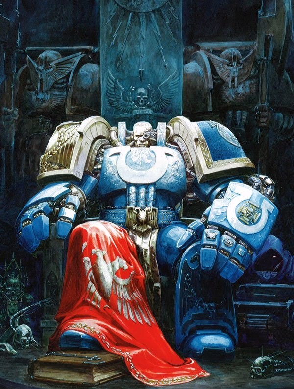 Ultramarine sitting on a throne