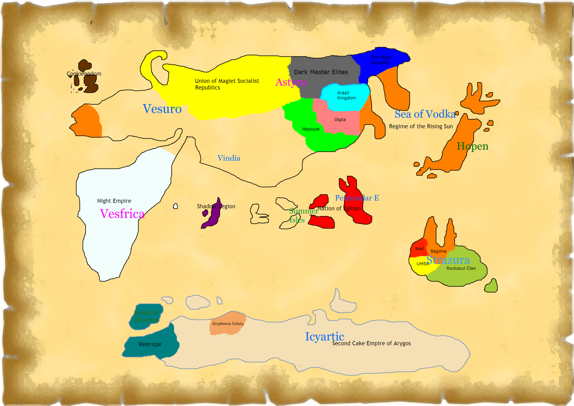 Vestroya Map -- Detailed (Oh, Capital Names and Locations are Not Included, Sorry)