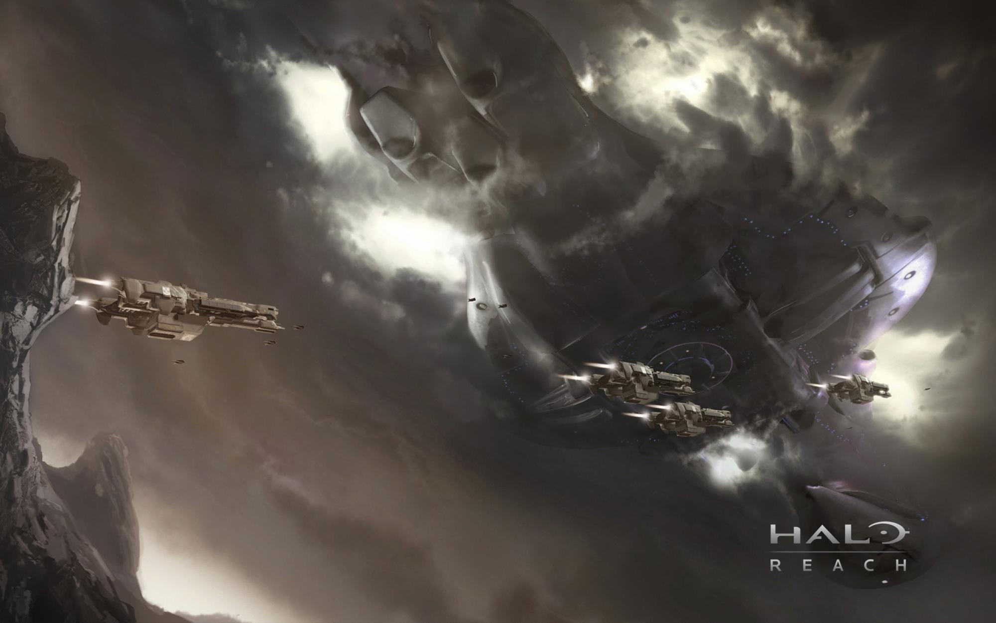 video games clouds flying halo video halo reach spaceships game Wallpaper 2560x1600 www.wallpaperswa.com