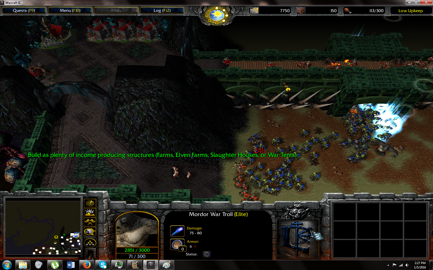 Wall of Gorgoth Pass with Cave: Archers can be be trained in the cave base and garrisoned on the wall.