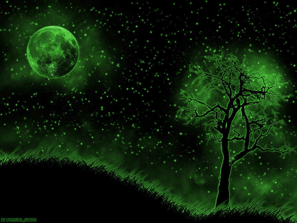 wallpaper Green Night Sky by burgulgoth