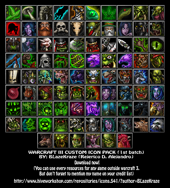 Warcraft 3 Custom Icon Pack by BLazeKraze (a.k.a haze300)