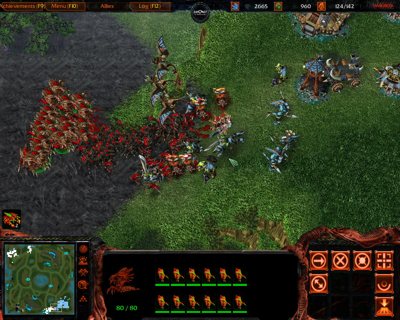 Warcraft vs Starcraft 

Zerg assault on Orc base. Many brave warriors have fallen but the swarm won.

I did not make this!