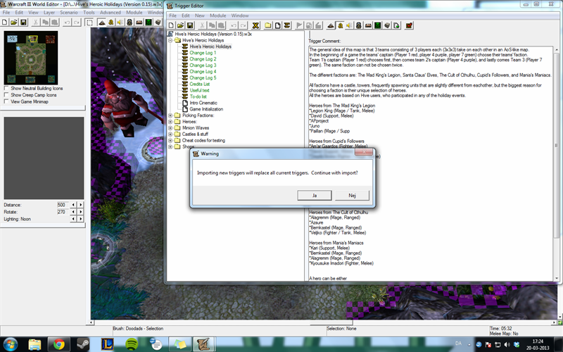 Warning that appears when I try to import triggers into my map.