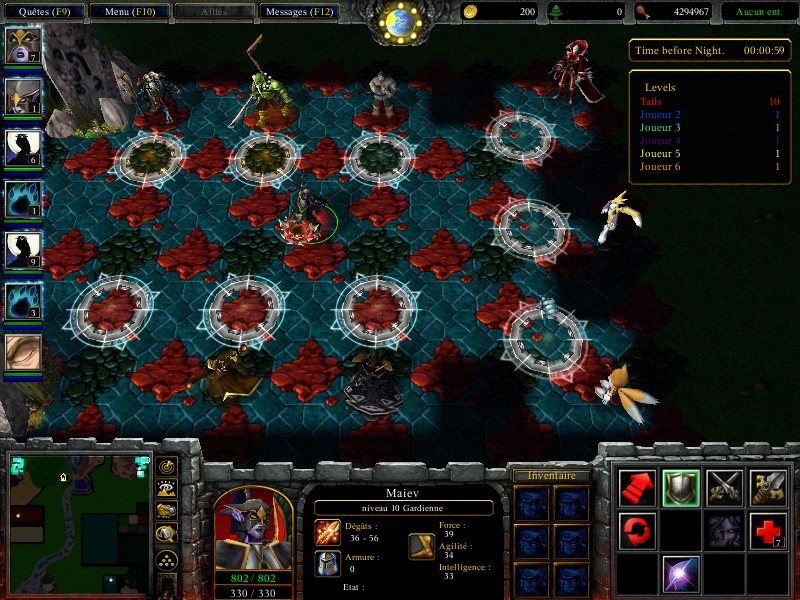 WC3ScrnShot 072711 222838 06

(Left to right, then downward, then right to left)

Rank 1 Mage, BladeMaster, Fighter, Mage(Custom), Fighter(Custom)