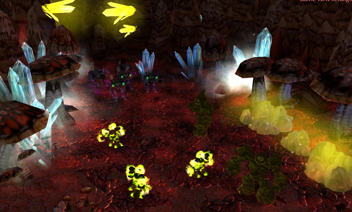 We pushed forward beneath the earth.... Here, we can see a suitable location for an underground base. The giant mushrooms are so hard that can be used