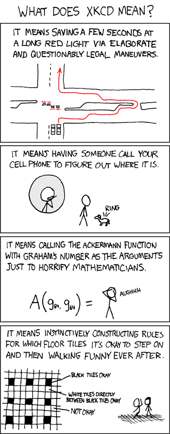 what xkcd means

The one about the tiles...been doing that for as long as I can remember.
