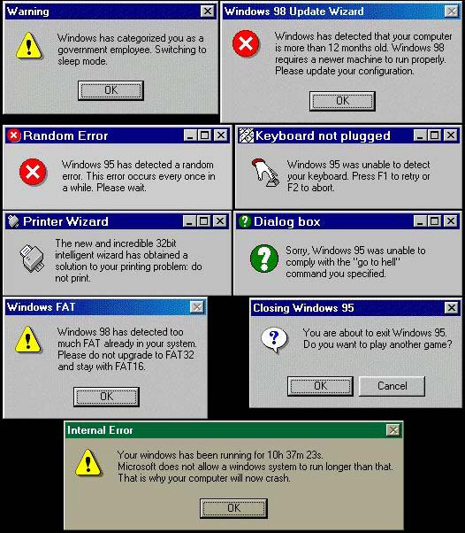 Windows Errors (Not real of course)