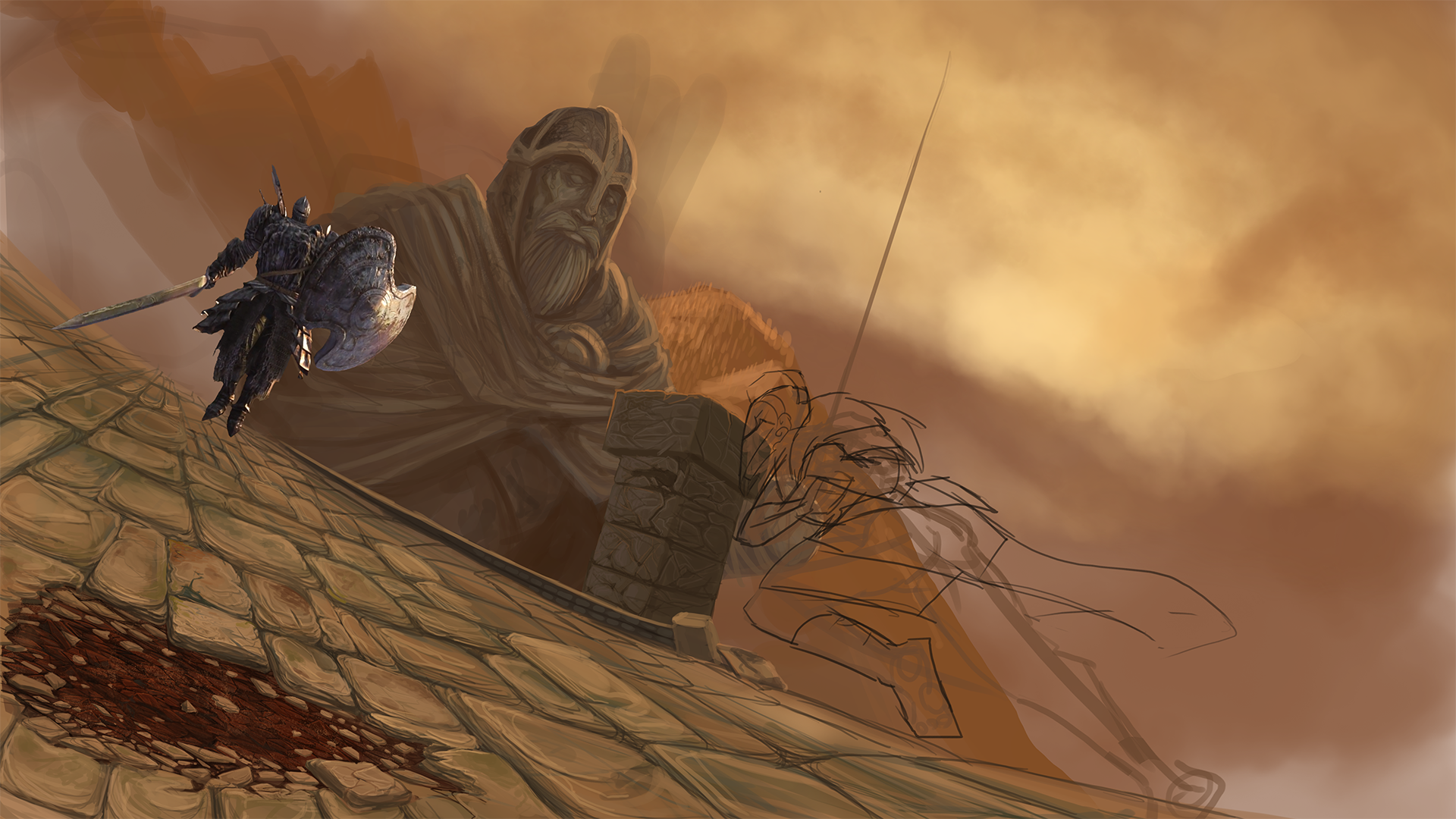 WIP for Dark souls II fan art :>