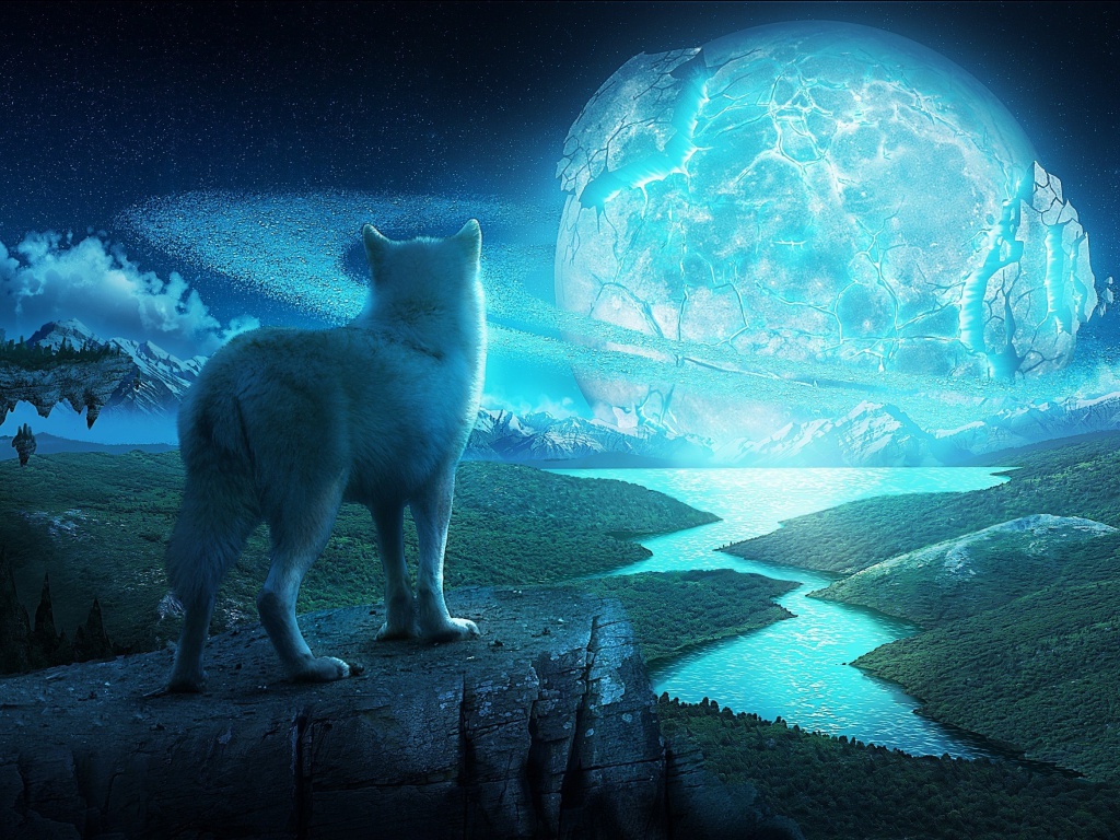 wolf cub in a fantasy world 1024x768