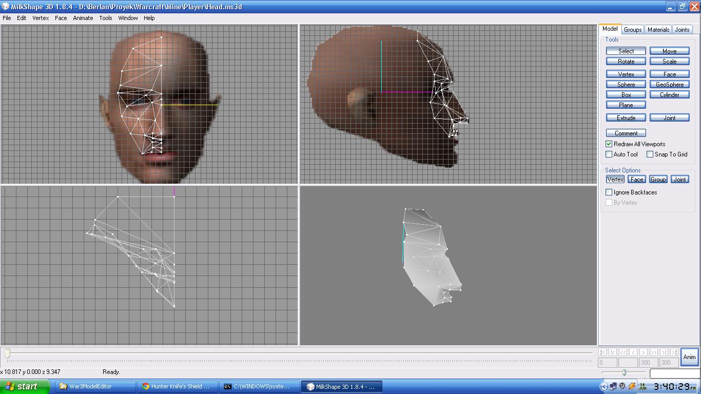 Working on head