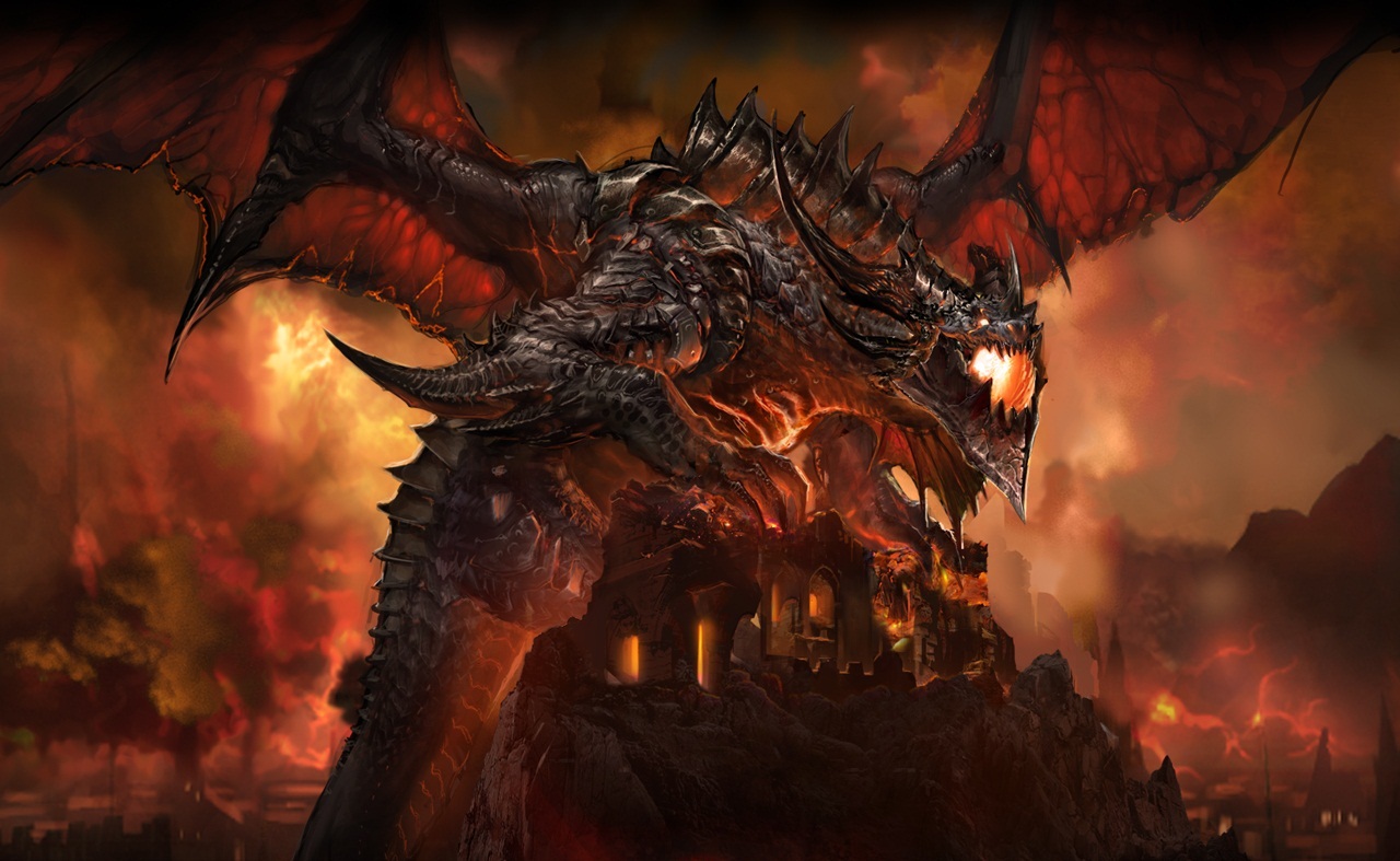 WoW Cataclysm Deathwing picture. It was so cool, I had to take the WoW logo off and put it as my wallpaper. I don't play WoW, if you're wondering.
