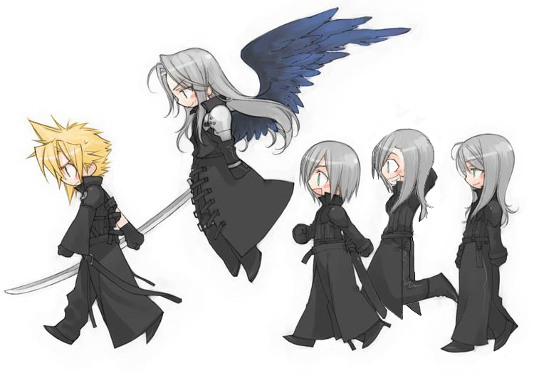 xDD from left to right - Cloud, Sephiroth, Kadaj, Yazoo and Loz