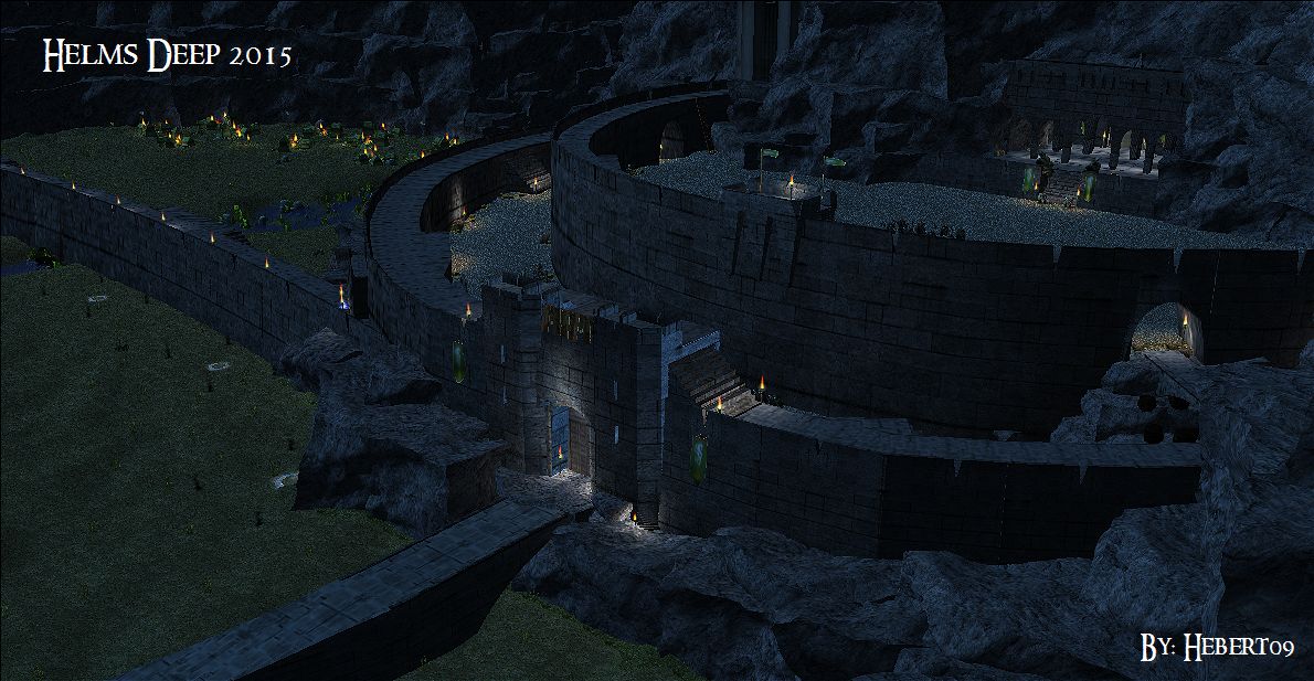 The Hornburg and the Deeping Wall, in Helm's Deep, Rohan, Middle-earth :  Minecraft