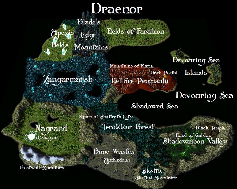 The maps of Draenor before the corruption of orcs and after the opening of ...